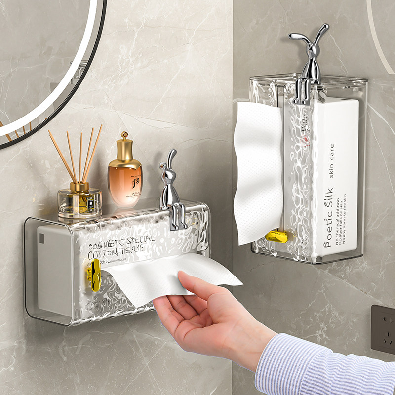 冰川纹洗脸巾收纳盒壁挂式纸巾盒家用轻奢风卫生间厨房倒挂抽纸盒,收纳整理,纸巾盒,淘宝优惠券,粉丝福利购,淘宝优惠卷
