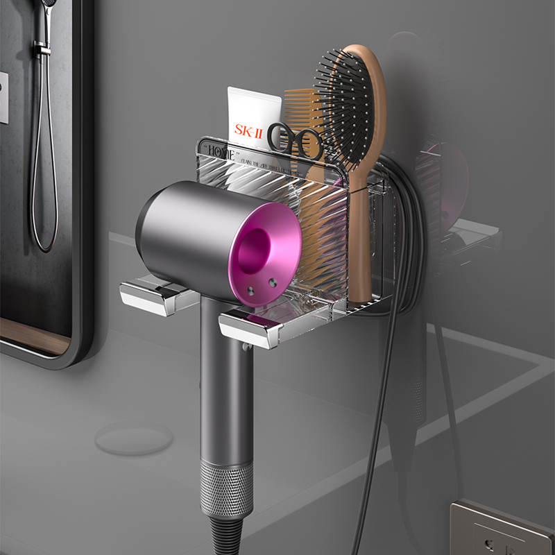 免打孔浴室防水收纳吹风机架