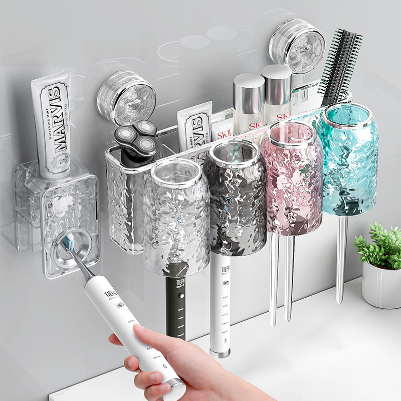 吸盘牙刷置物架壁挂式漱口杯架子