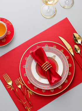 宝丽金红粉年华骨瓷欧式盘子餐盘菜盘西餐盘餐具家用盘咖啡茶杯碟