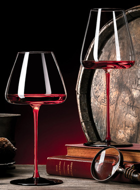 黑领结水晶红酒杯大号勃艮第红杆黑脚高档奢华葡萄酒杯酒具套装