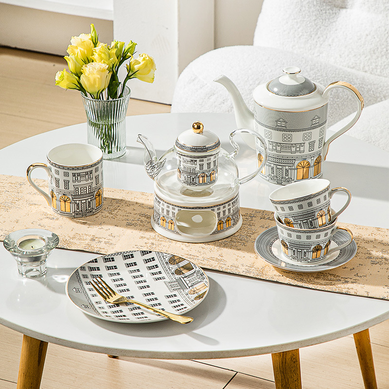 伯善复古城市建筑下午茶骨瓷套装