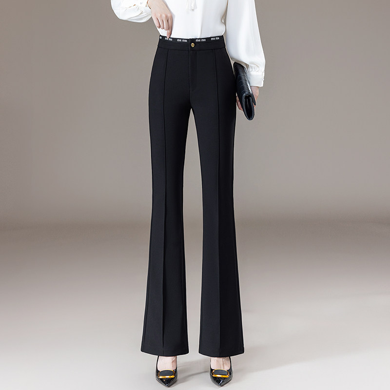 喇叭裤女高腰显瘦秋冬免烫新款垂坠感休闲长裤大码弹力微喇西装裤