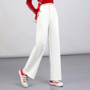 高级白色裤子女2025春夏季垂感西装阔腿裤窄版直筒裤百搭休闲裤女