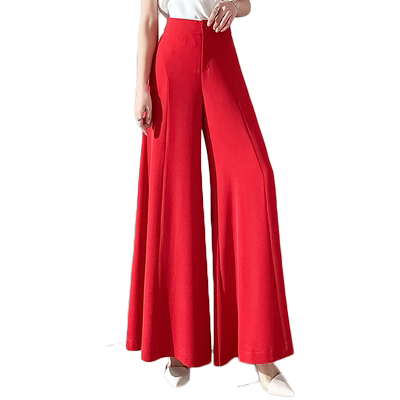 白色冰丝阔腿裤女高腰垂感夏季2025年新款大脚甩裤西装裤显瘦裙裤