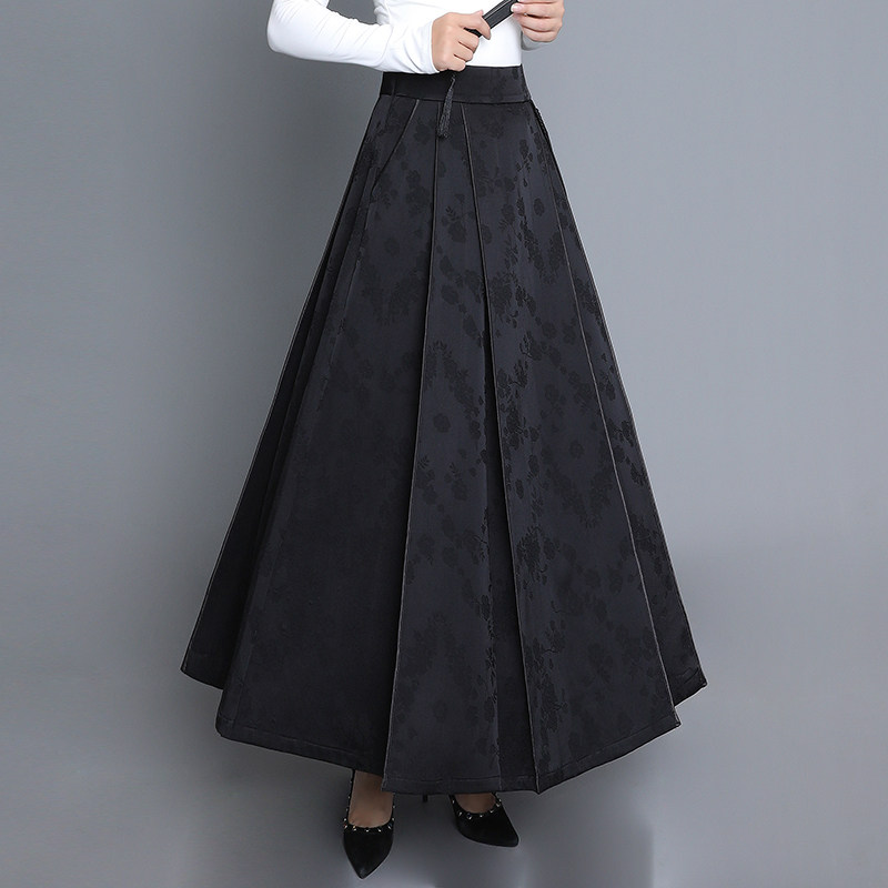 秋冬国风裙子马面裙改良汉服加厚高腰长款显瘦大摆半身裙百褶长裙