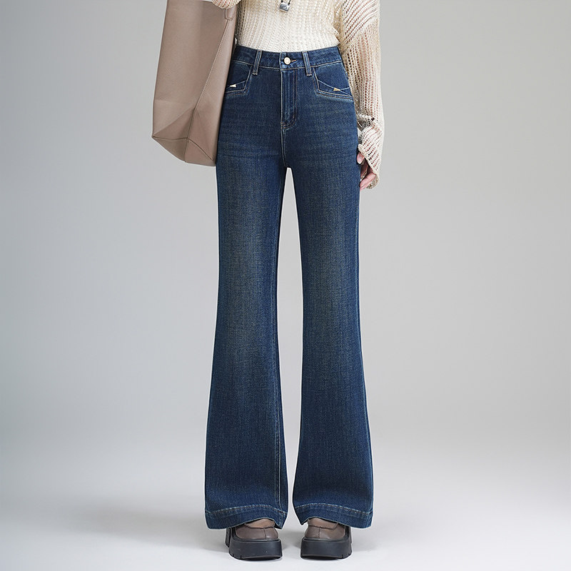 微喇牛仔裤女高腰显瘦2025秋季新款四面弹休闲垂坠感直筒微喇叭裤