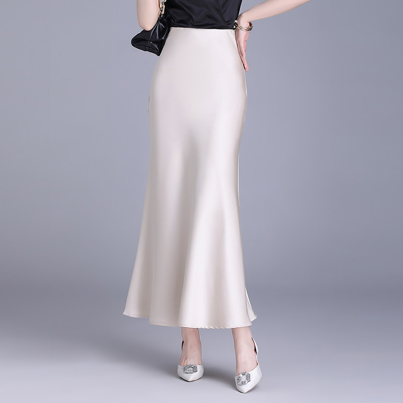 醋酸鱼尾包臀裙女半身裙高腰2025年春夏季高级感显瘦修身垂感长裙