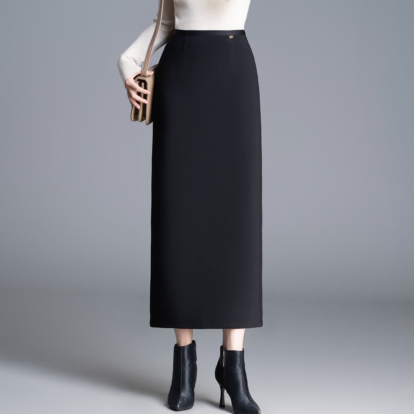 通勤西装半身裙女加厚秋冬季高腰直筒裙修身职业长款一步裙包臀裙