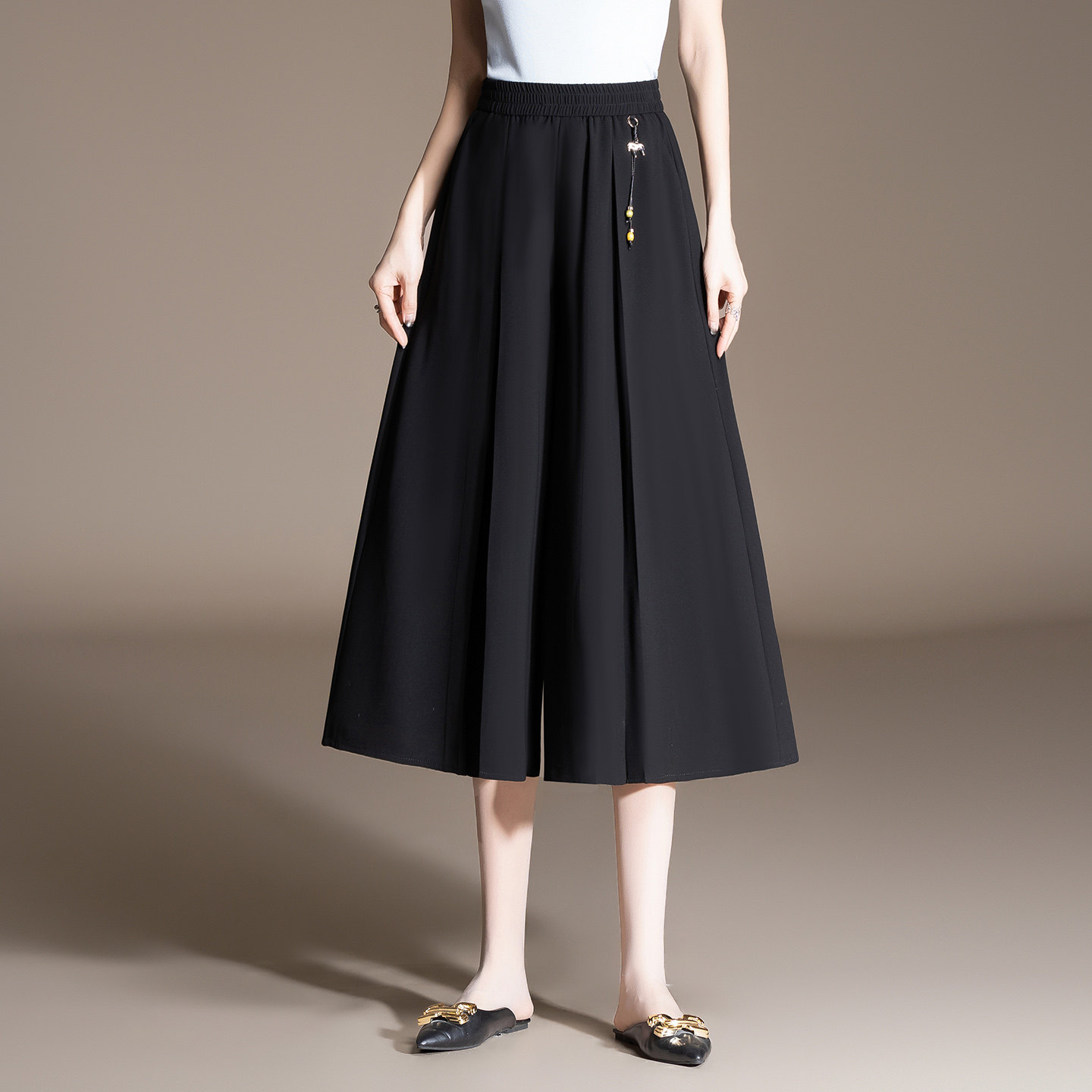 裙裤女夏2026新款高腰小个子七分裤薄款冰丝阔腿裤显瘦宽松休闲裤