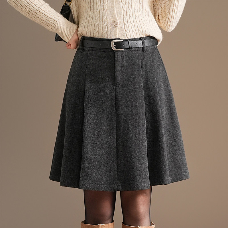 毛呢百褶裙韩版短裙女2025秋冬新款小个子通勤百搭高腰a字半身裙
