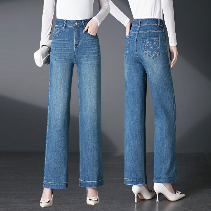 窄版阔腿牛仔裤女2026春季新款高腰宽松直筒裤百搭垂感显瘦长裤子