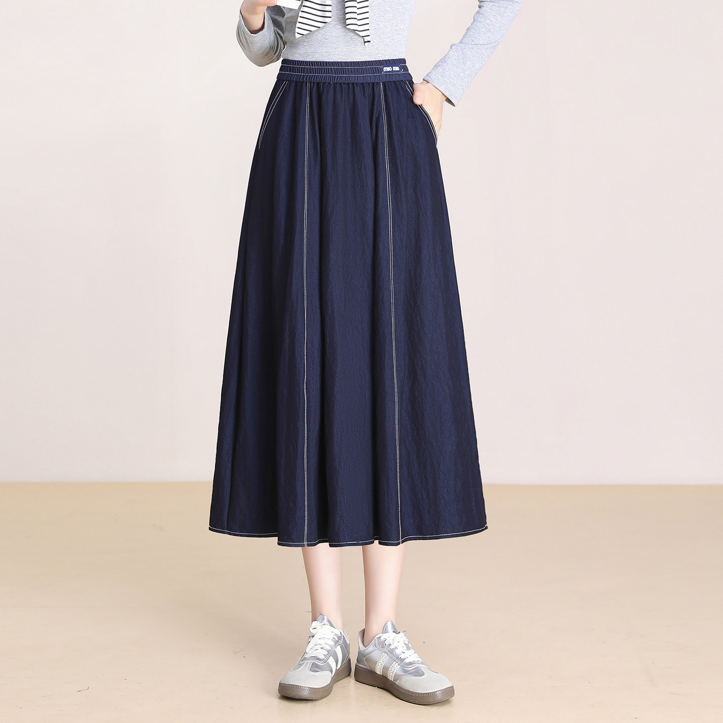 春款牛仔半身裙女2026年春季新款遮胯遮肚子中长款百搭减龄a字裙