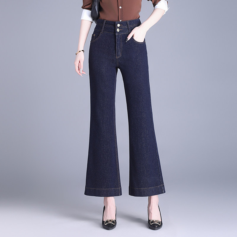 时尚复古微喇牛仔裤女2025年春夏季薄款高腰显瘦宽松九分裤喇叭裤