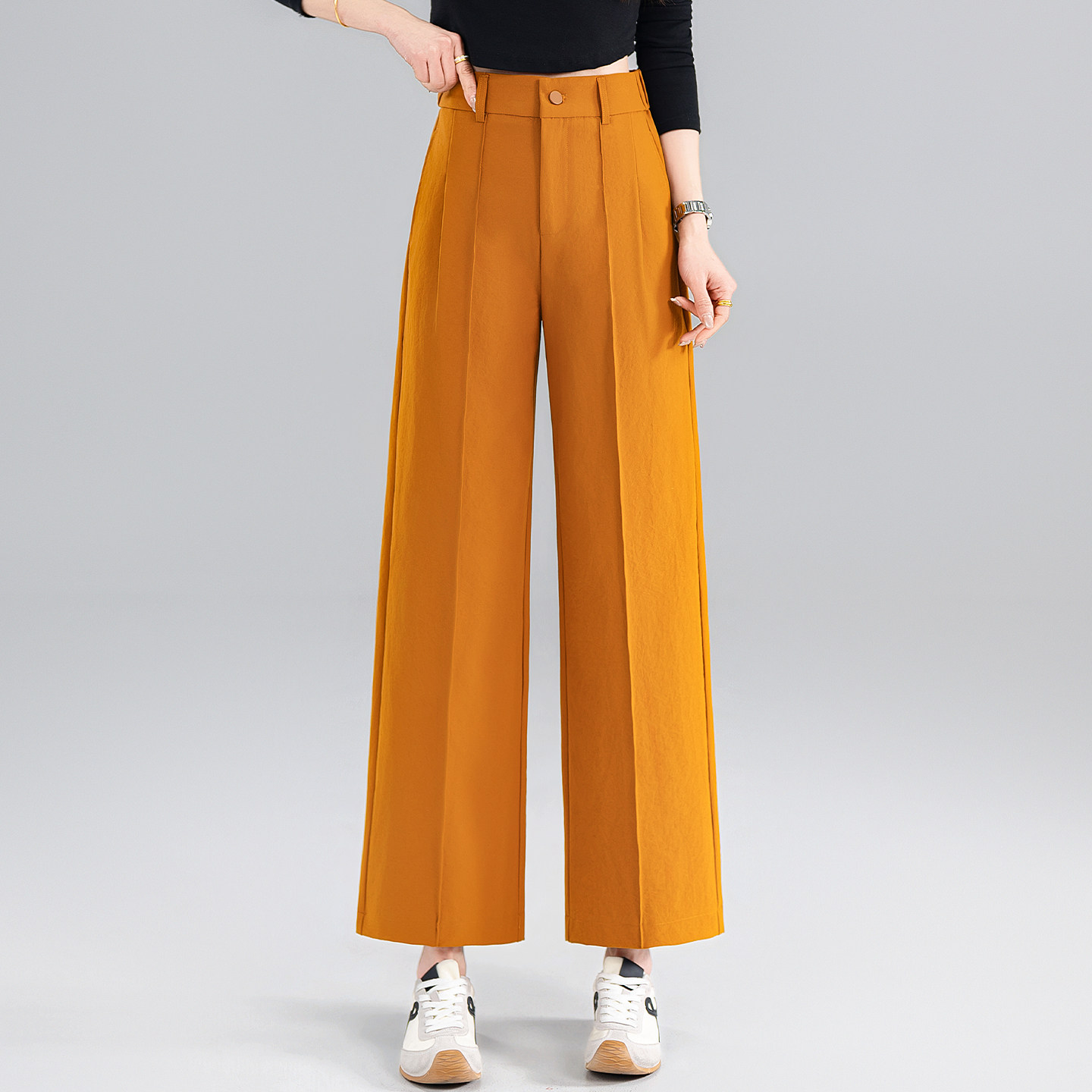 高腰西装九分阔腿裤女2026春夏季新款遮肉显瘦垂感宽松休闲直筒裤