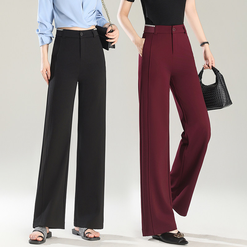时尚高端西装裤长裤直筒裤女2026春季新款通勤高腰垂感窄版阔腿裤