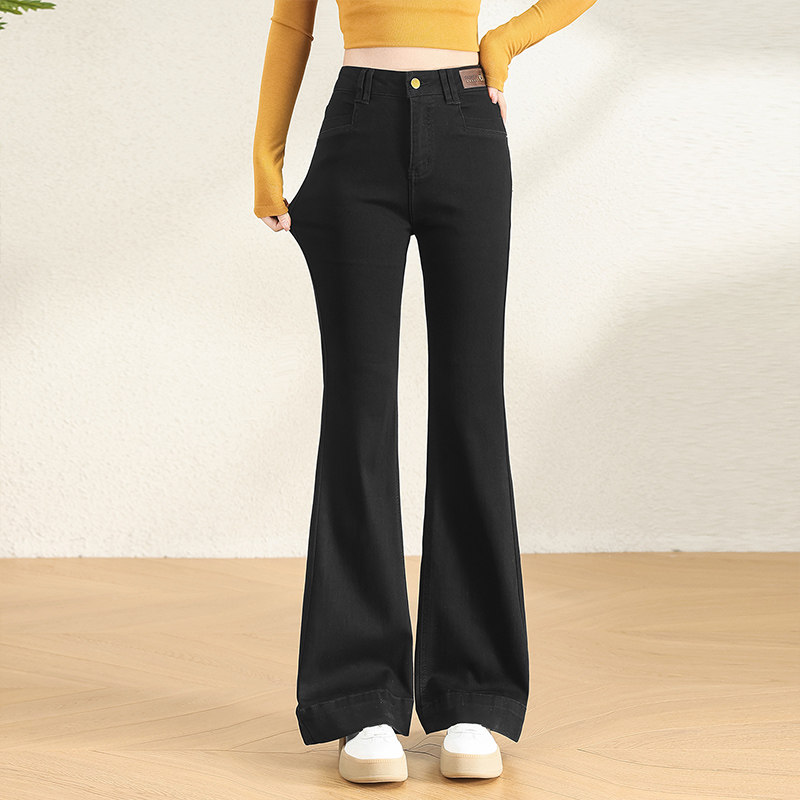 黑色微喇牛仔裤女2026春季新款韩式高腰显瘦百搭弹力休闲裤喇叭裤