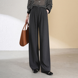 西装裤女2025春季加长高个子垂坠感松紧腰抽绳直筒裤子窄版阔腿裤