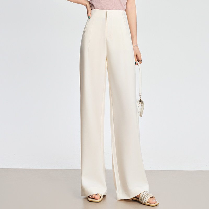 高级垂感冰丝阔腿裤女收腰显瘦宽松夏季薄款休闲拖地直筒西装裤子