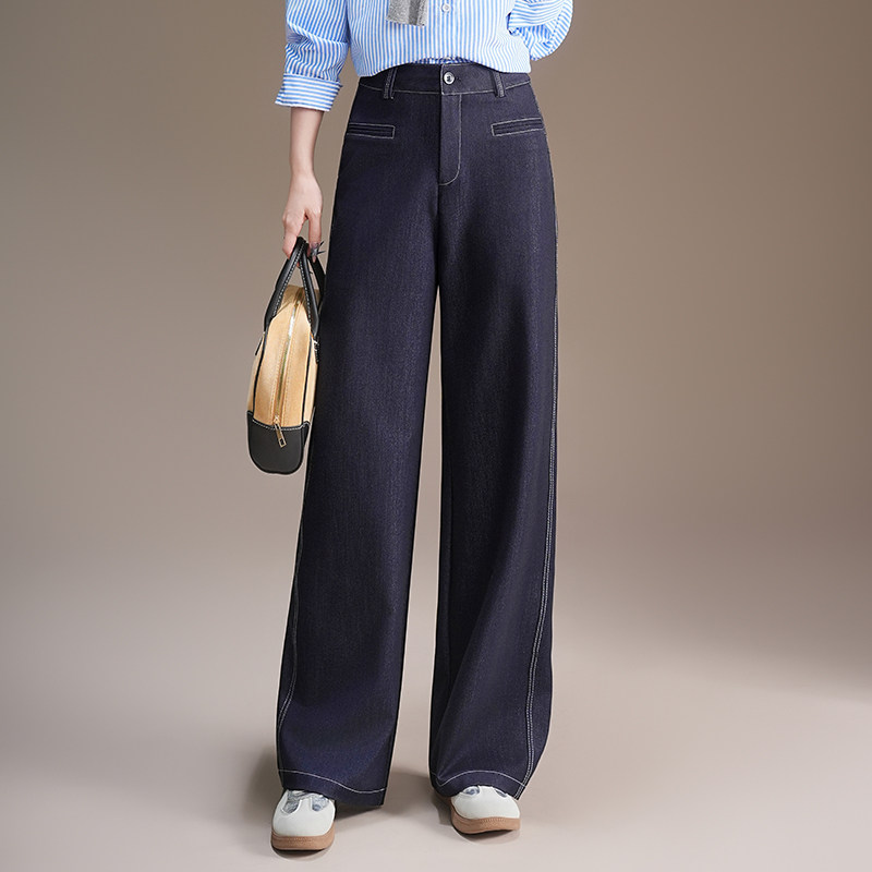 高腰宽松牛仔裤女秋2025年新款显瘦垂感气质通勤慵懒风直筒阔腿裤