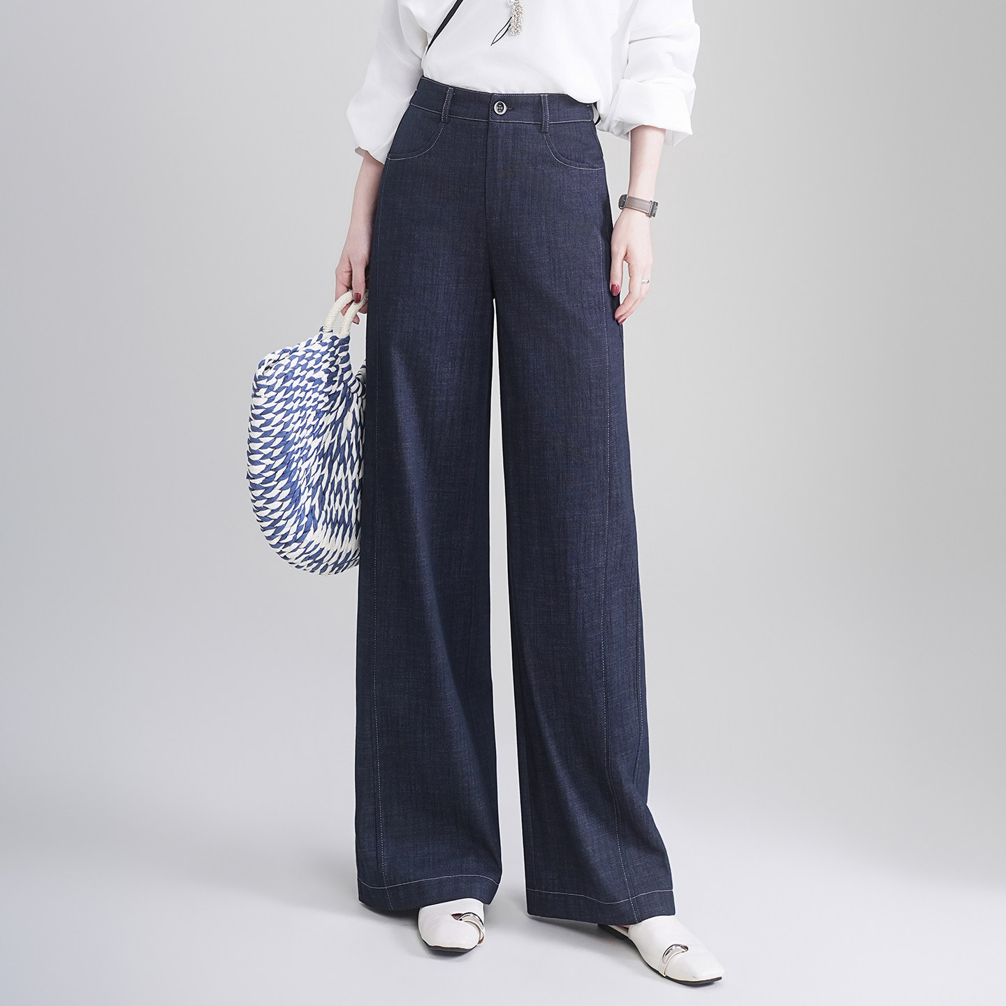 高腰阔腿牛仔裤女春秋长裤2026新款女裤百搭松弛感垂感宽松直筒裤