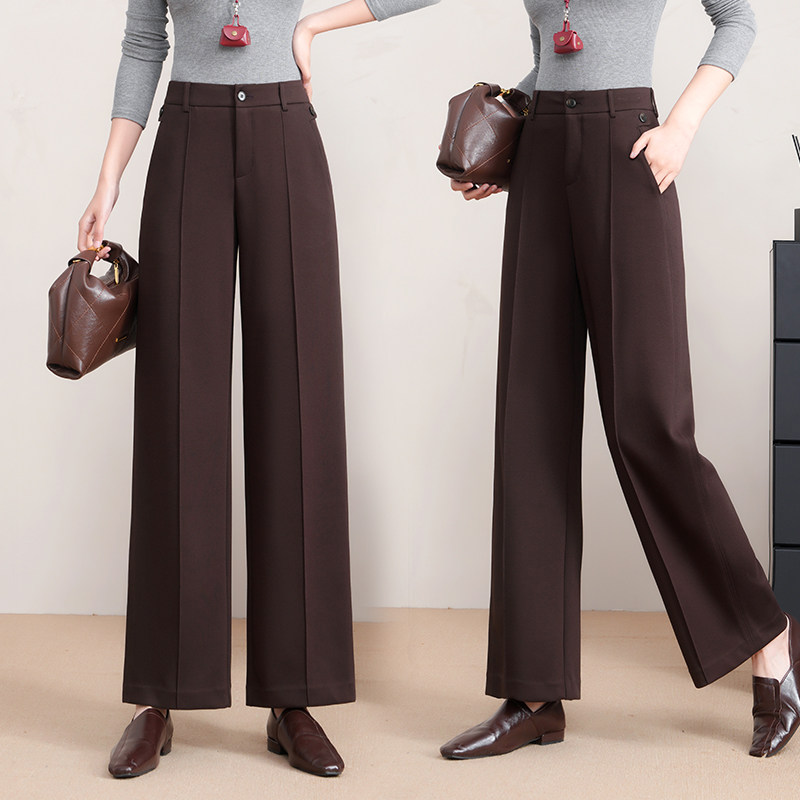 高腰直筒莫代尔棉西装裤女2026春季新款阔腿裤垂感通勤长裤休闲裤