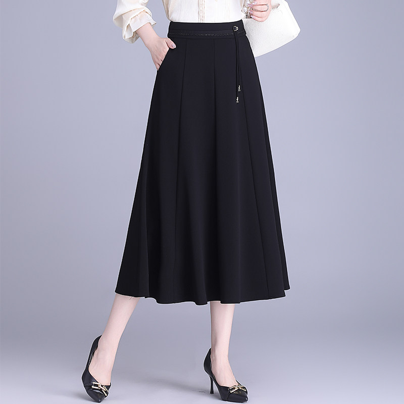 大码女装半身裙2025春季款高腰显瘦垂感半裙收腰遮胯中长款a字裙