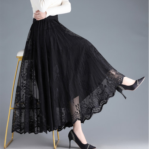 长裙A字裙大摆蕾丝两面穿