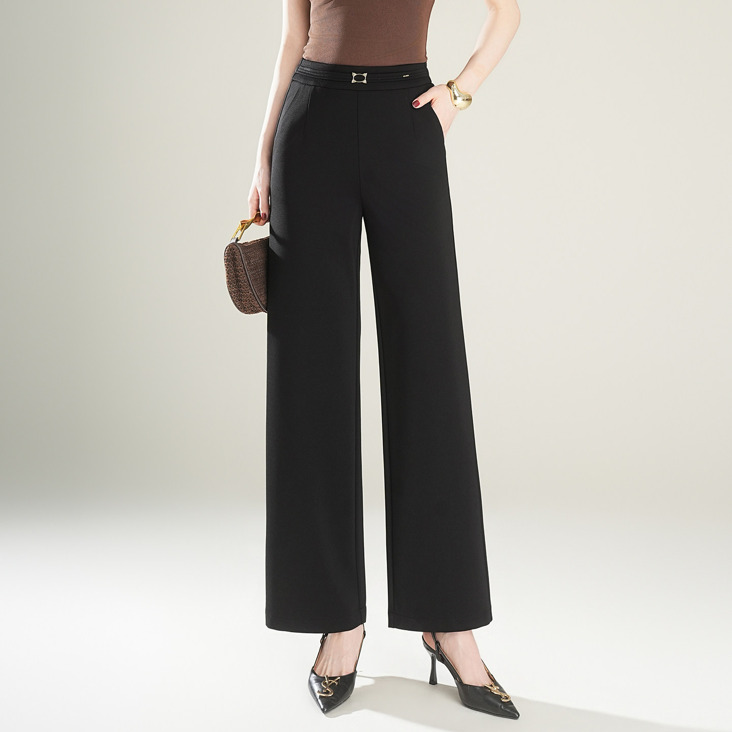 阔腿裤女春夏款2026新款高腰窄版直筒裤宽松显瘦妈妈裤子垂感西裤