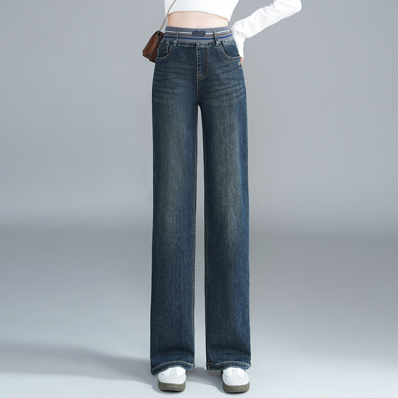 窄版阔腿牛仔裤女2025年新款百搭爆款春秋季高腰显瘦秋季直筒裤子