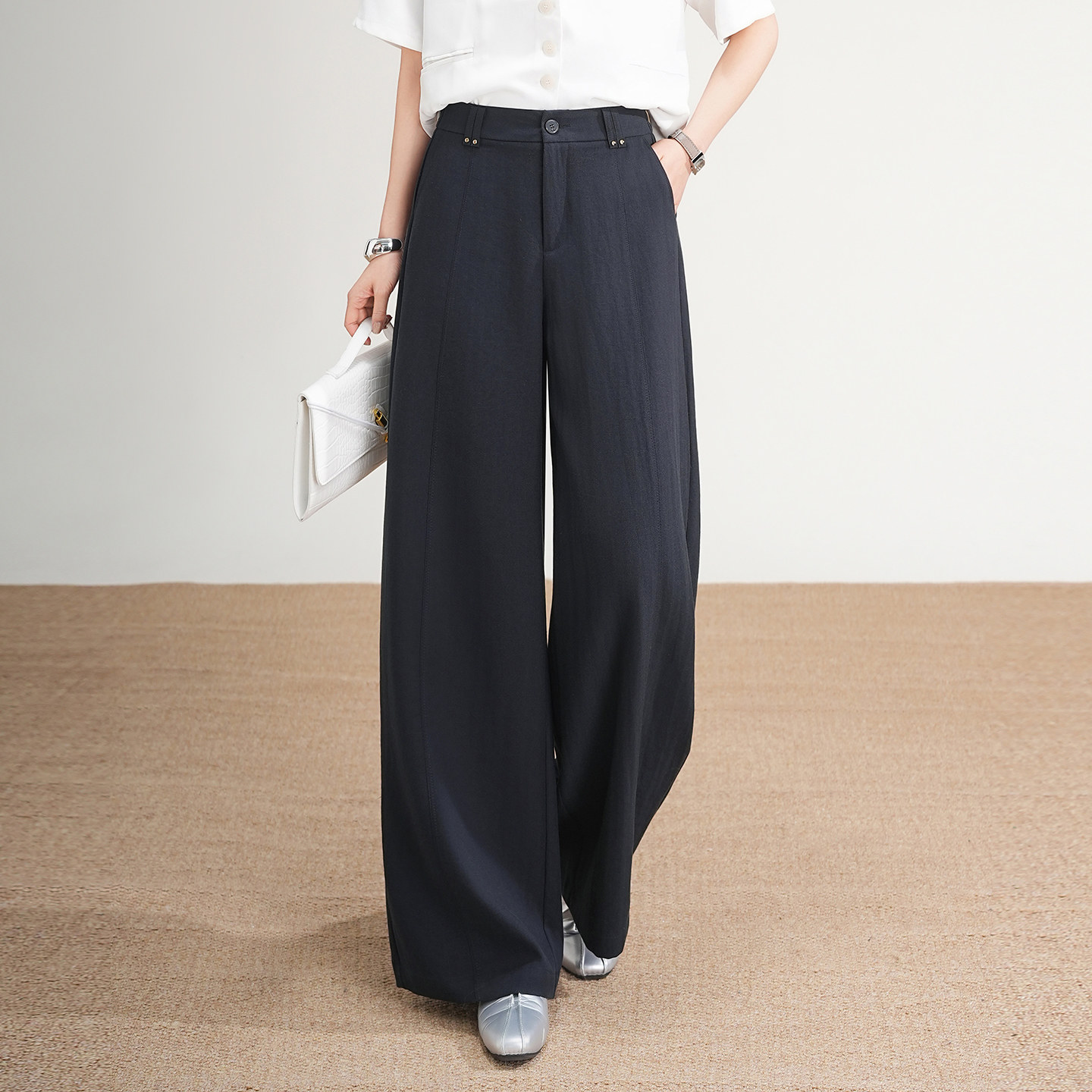 薄款亚麻休闲裤女阔腿裤2026夏季新高腰显瘦垂感宽松慵懒直筒裤子