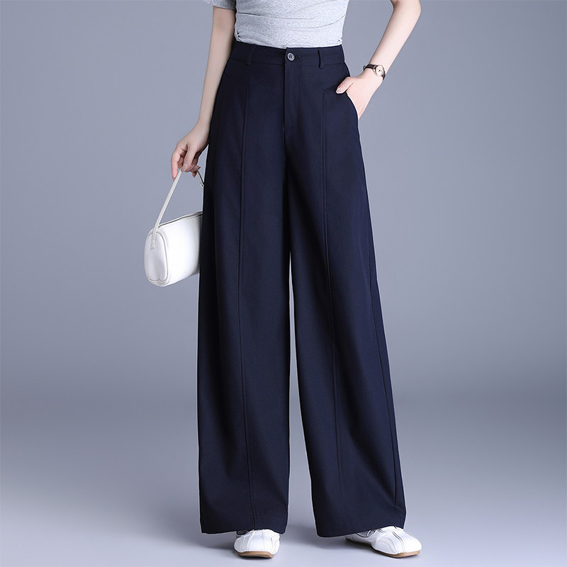 钛金棉阔腿裤女2026春季新款遮肉显瘦百搭柔软抗皱高腰直筒休闲裤