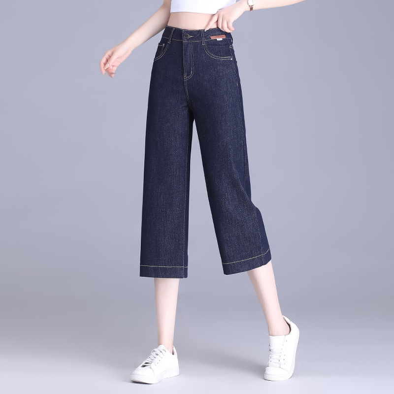 阔腿牛仔裤女2024年新款夏季薄款高腰宽松休闲夏款百搭直筒七分裤