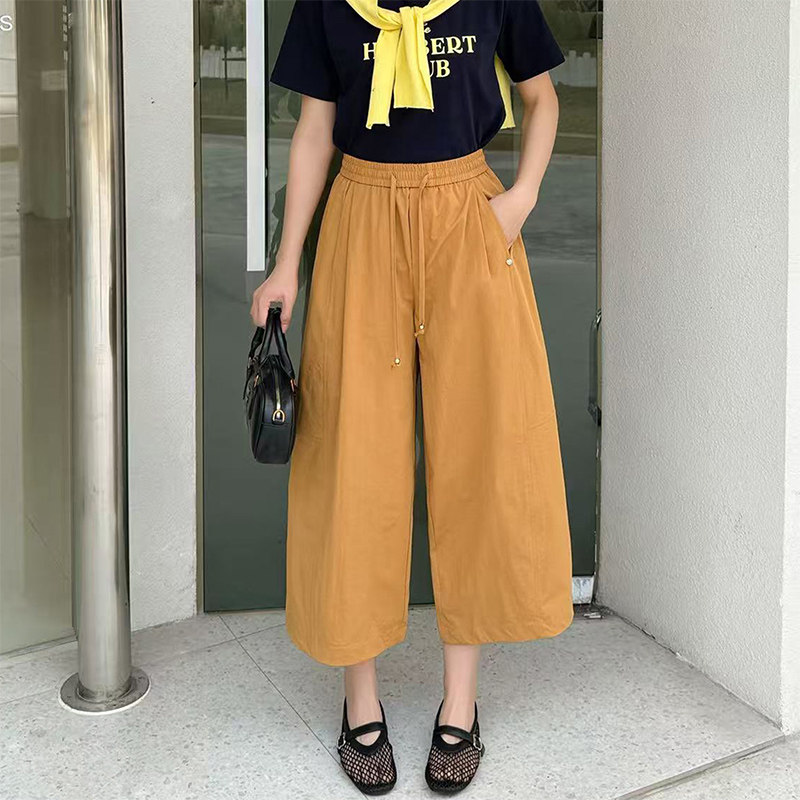 八分裤女松紧腰显瘦宽松休闲裤2026夏季新品百搭高腰小个子阔腿裤