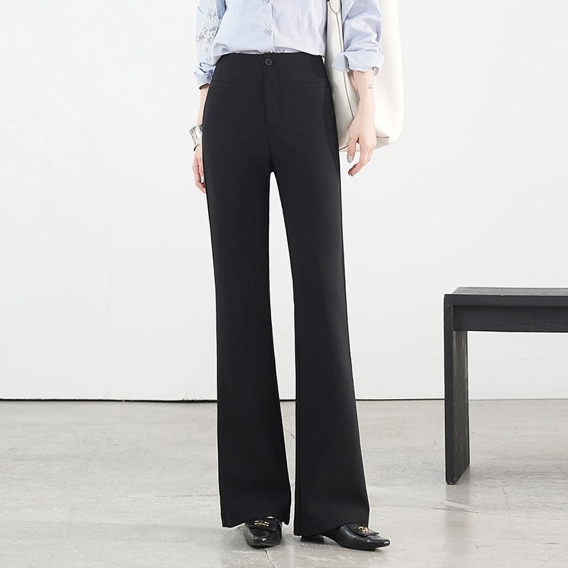 喇叭裤女2025春秋新款高腰垂感弹力加长黑色显腿长直筒西装微喇裤