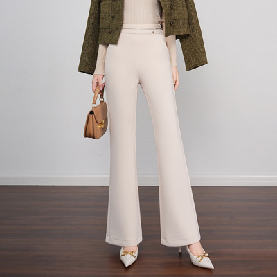垂感喇叭裤女2025年秋季新款休闲高腰弹力修身显瘦直筒微喇长裤子