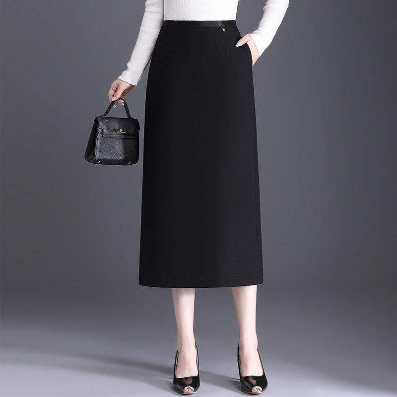 大码直筒包臀西装半身裙女秋2025新款高腰通勤中长款显瘦黑色裙子