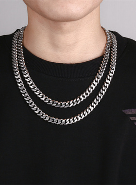 欧美 古巴链 项链 hiphop男女潮流ins嘻哈夸张钛钢不掉色高街粗款