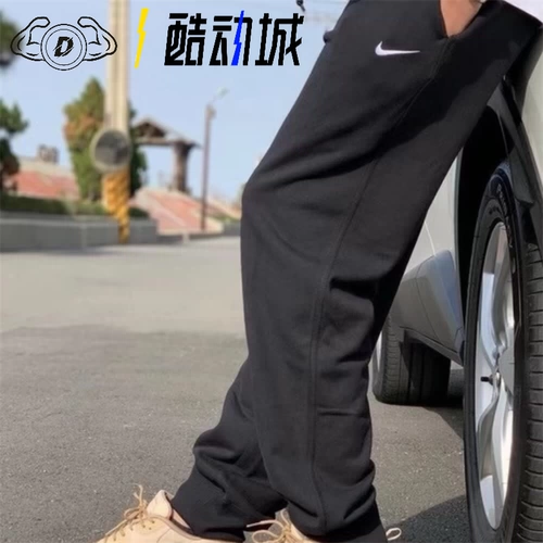 Nike, спортивные дышащие хлопковые черные штаны