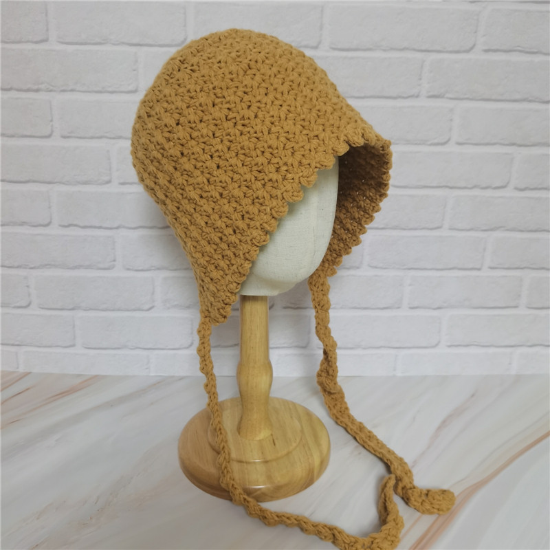 手工diy毛线帽子女款文艺风渔夫帽春秋护耳帽洋气森系钩针材料包