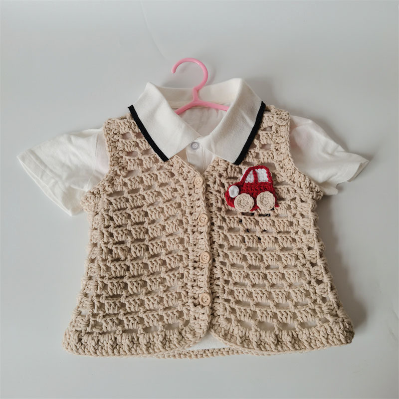 简单马甲钩织diy男女宝宝儿童镂空上衣钩针牛奶棉毛线材料包教程