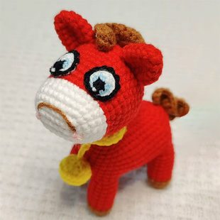 手工编织DIY哭哭马玩偶材料包钩织红色生肖马年吉祥物挂件马公仔