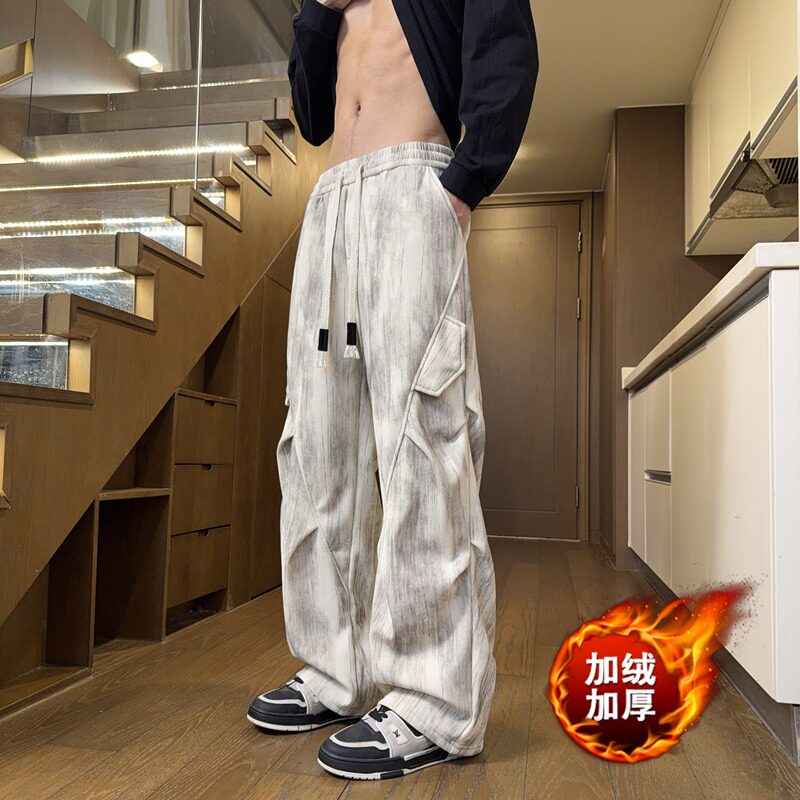 美式潮牌扎染工装卫裤男