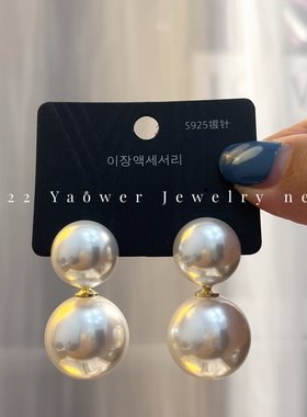 大珍珠耳坠复古风s925银针女