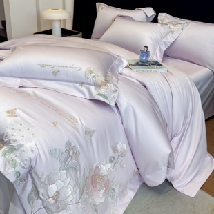 轻奢高级感刺绣被套四件套纯棉床单全棉床笠高级感新款床上用品