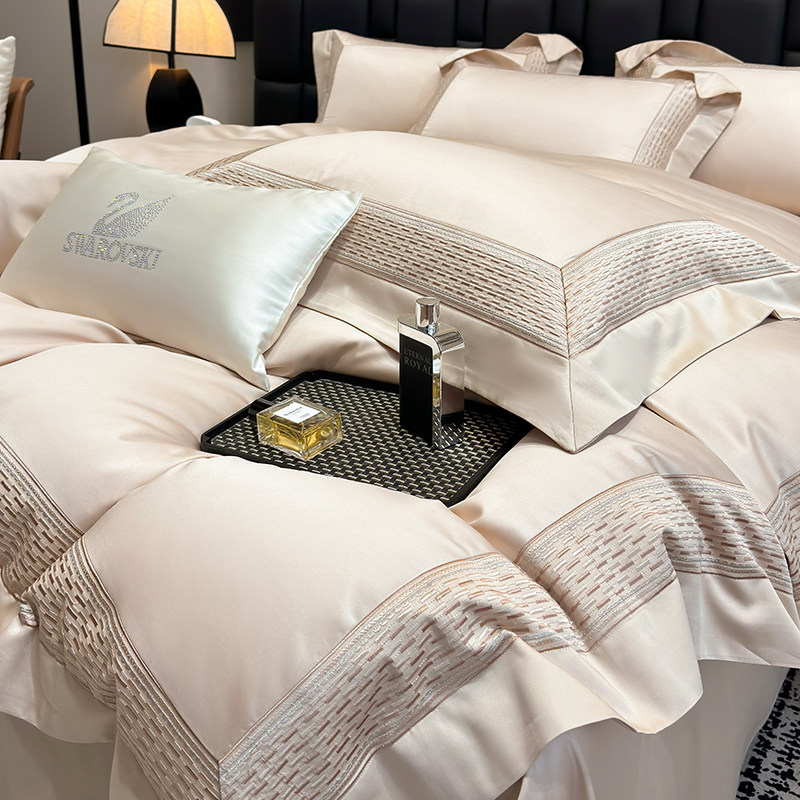 轻奢A类200支长绒棉四件套被套全棉床单纯棉床笠酒店新款床上用品