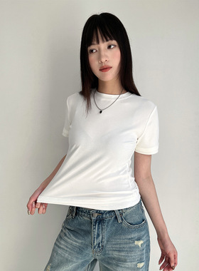 誉一新款2026春季韩版个性拼接假两件t恤女设计感别致正肩上衣女
