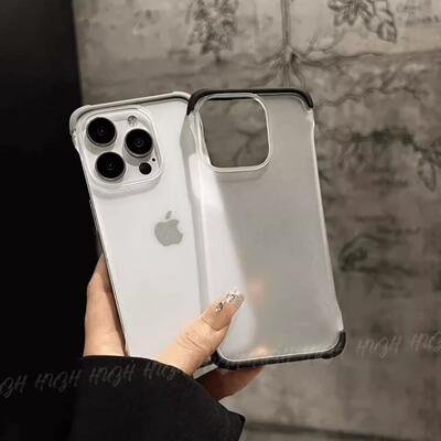 半透硅胶无边框适用苹果16手机壳新款iPhone15简约时尚14promax男女高级感13Pro磨砂大孔散热12PM半包保护套