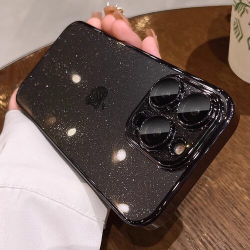 星空闪粉适用苹果15Promax手机壳新款暗紫色透明硬壳iPhone14pro带镜头膜11高档电镀保护套男女款13简约12por