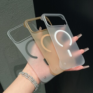 冰雾无边框适用iphone17promax手机壳超薄磨砂大孔苹果16plus散热15高级感14磁吸充电13情侣16pro简约保护套